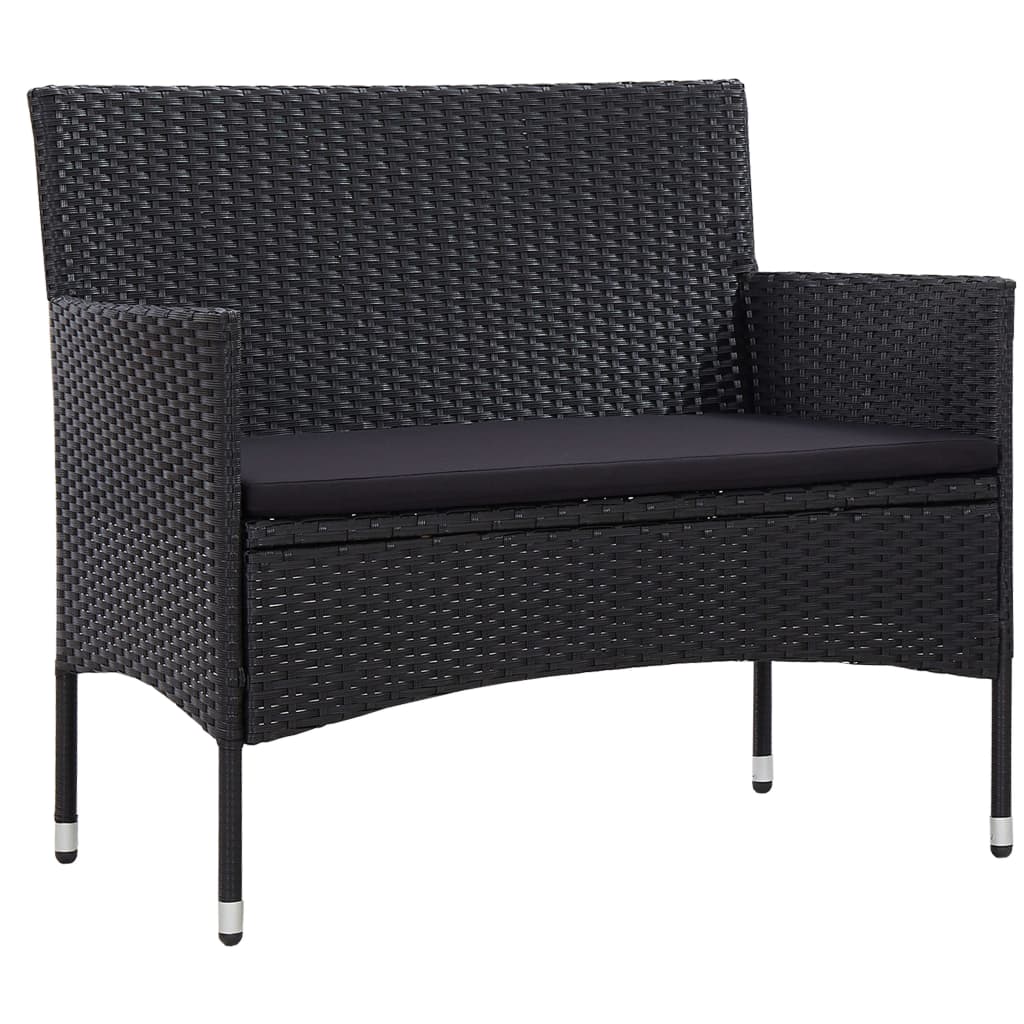 vidaXL fekete polyrattan kerti pad 103 cm