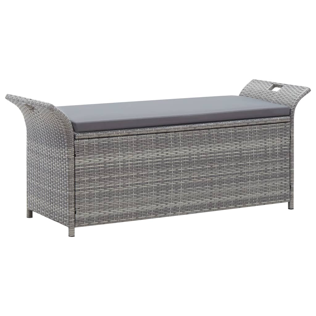 vidaXL szürke polyrattan tárolópad párnával 138 cm
