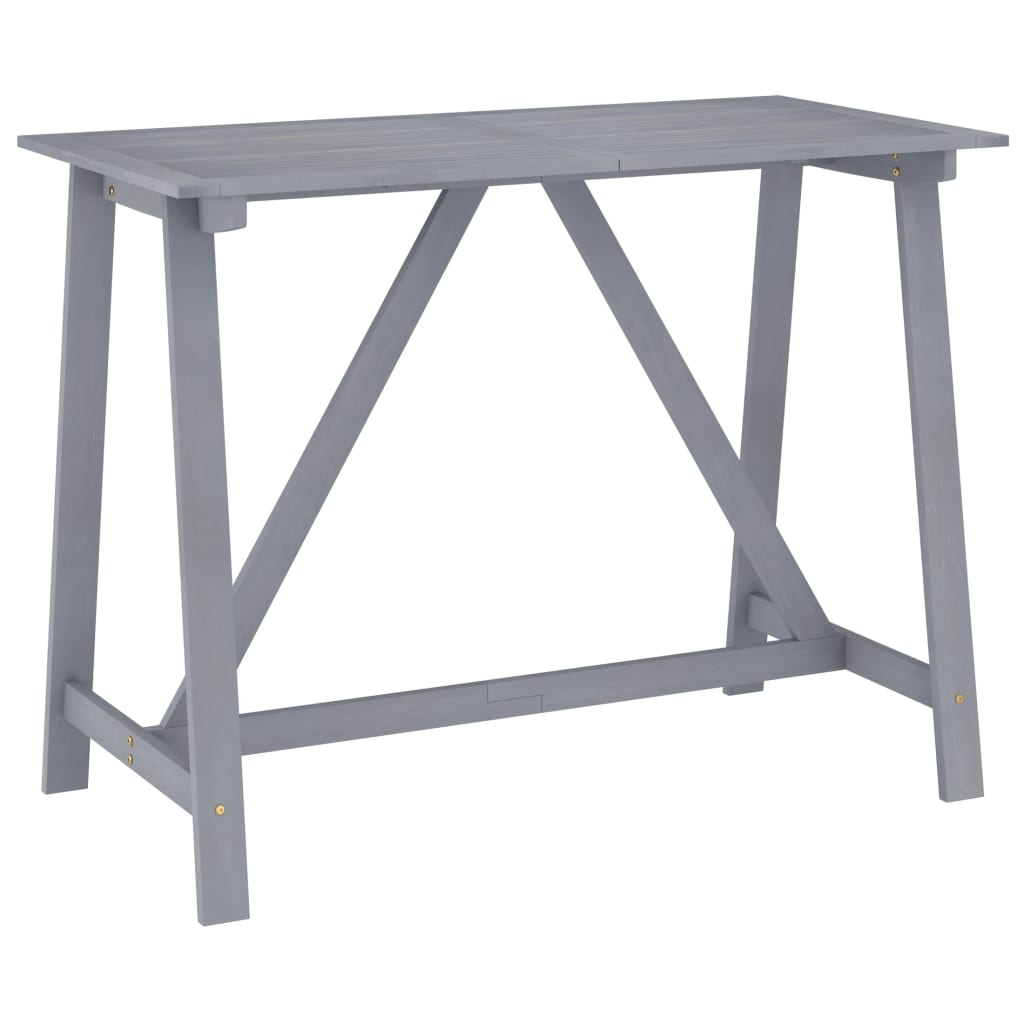 vidaXL szürke tömör akácfa kerti bárasztal 140 x 70 x 104 cm