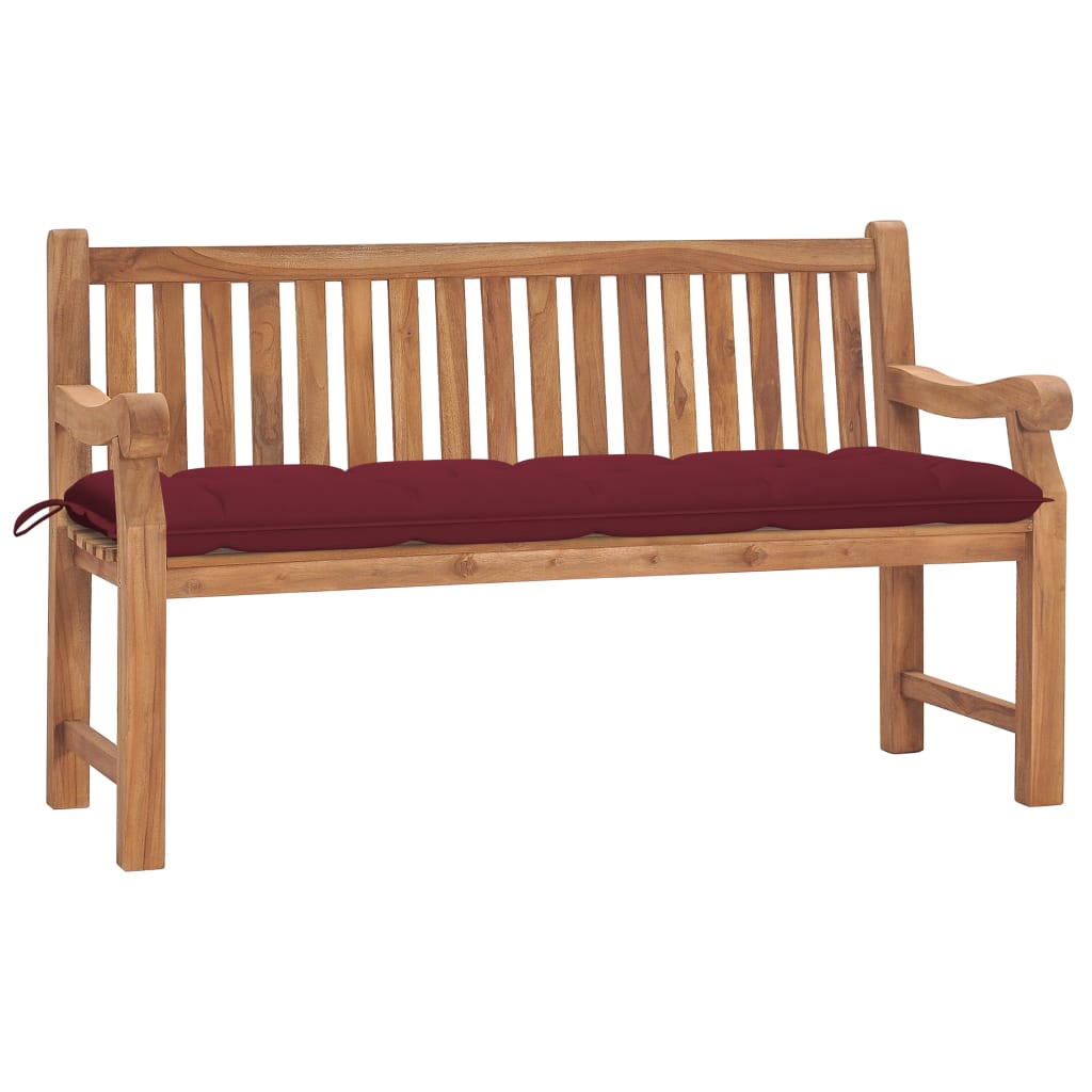 vidaXL tömör tíkfa kerti pad párnával 150 cm