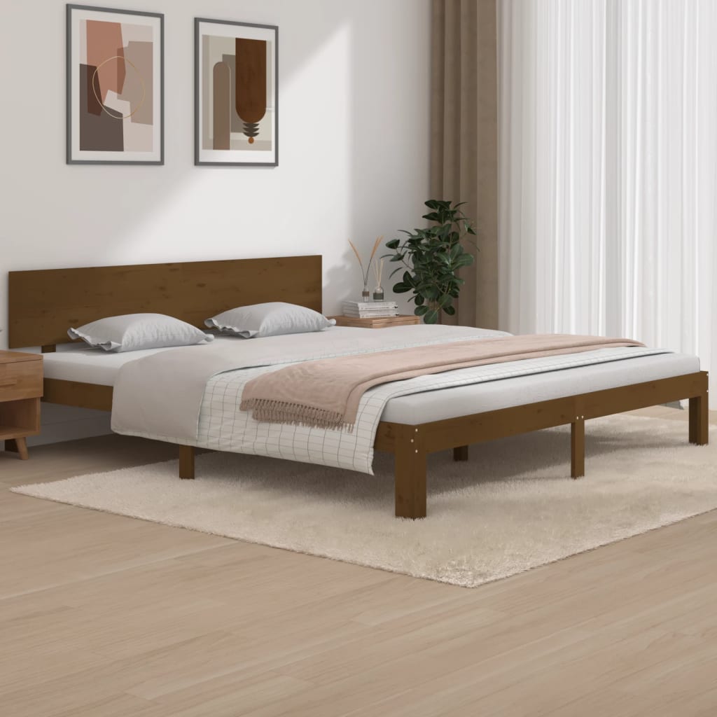 vidaXL mézbarna tömör fa ágykeret 180 x 200 cm (6FT Super King)