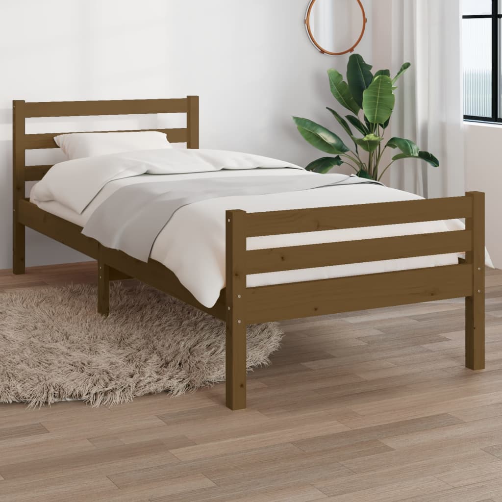 vidaXL mézbarna tömör fa ágykeret 90 x 200 cm