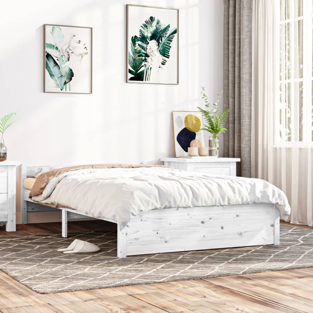 vidaXL fehér tömör fa ágykeret 120x190 cm (4FT Small Double)
