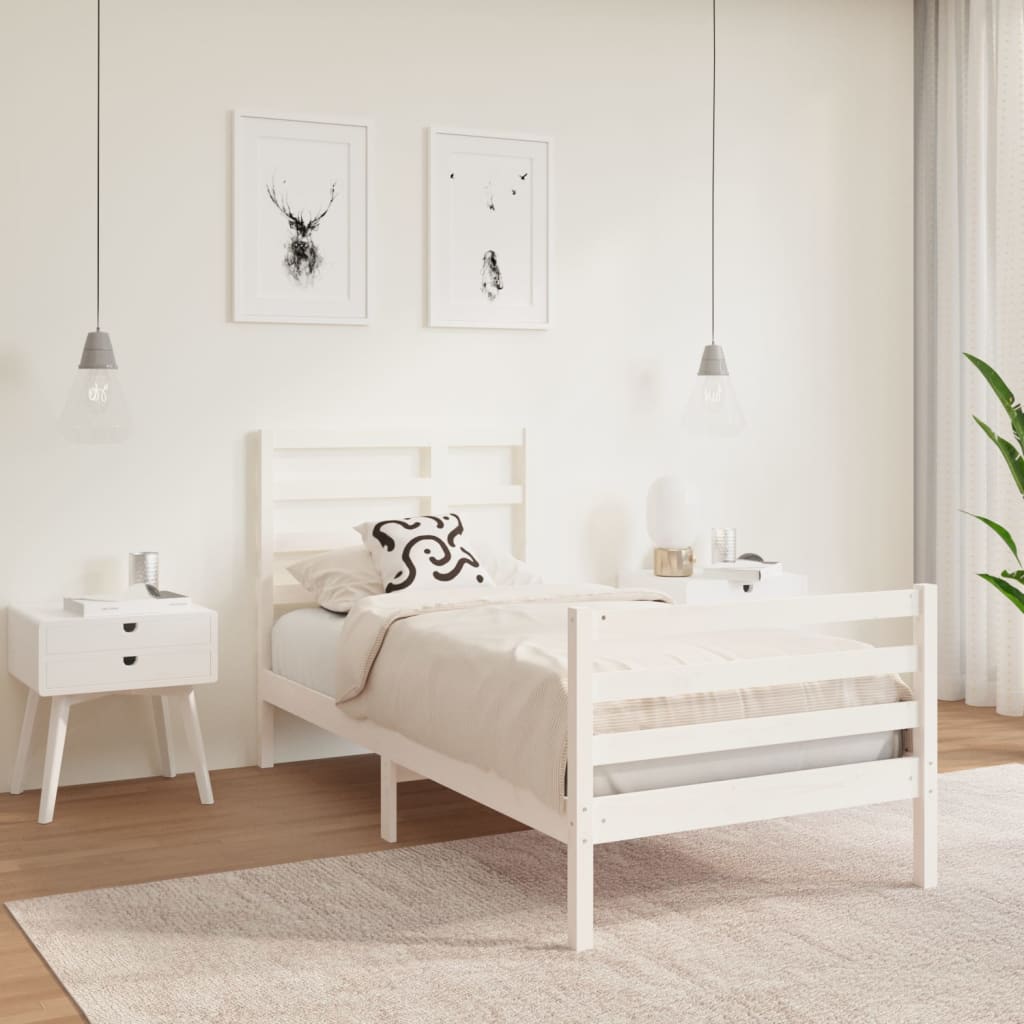 vidaXL fehér tömör fa ágykeret 75x190 cm (2FT6 Small Single)