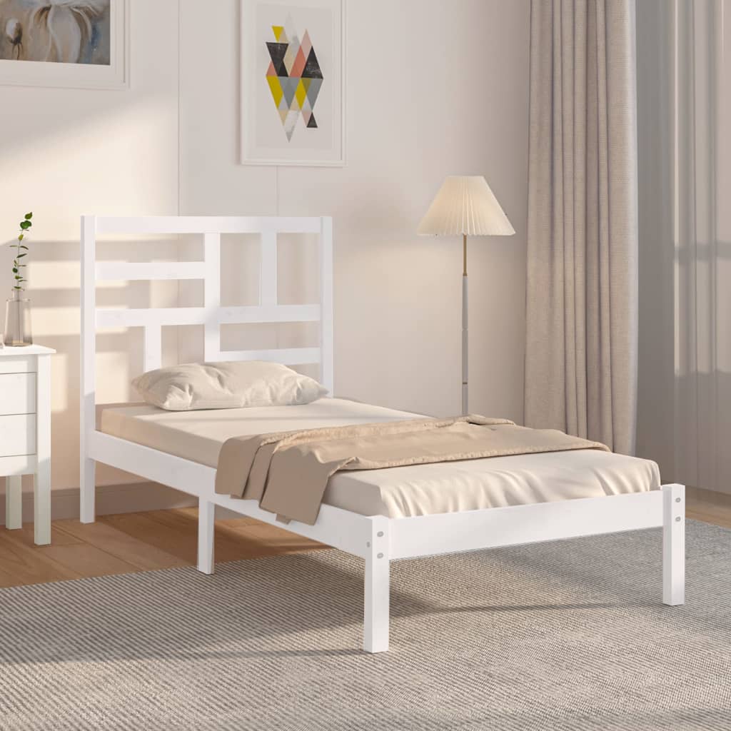 vidaXL fehér tömör fa ágykeret 75 x 190 cm (2FT6 Small Single)