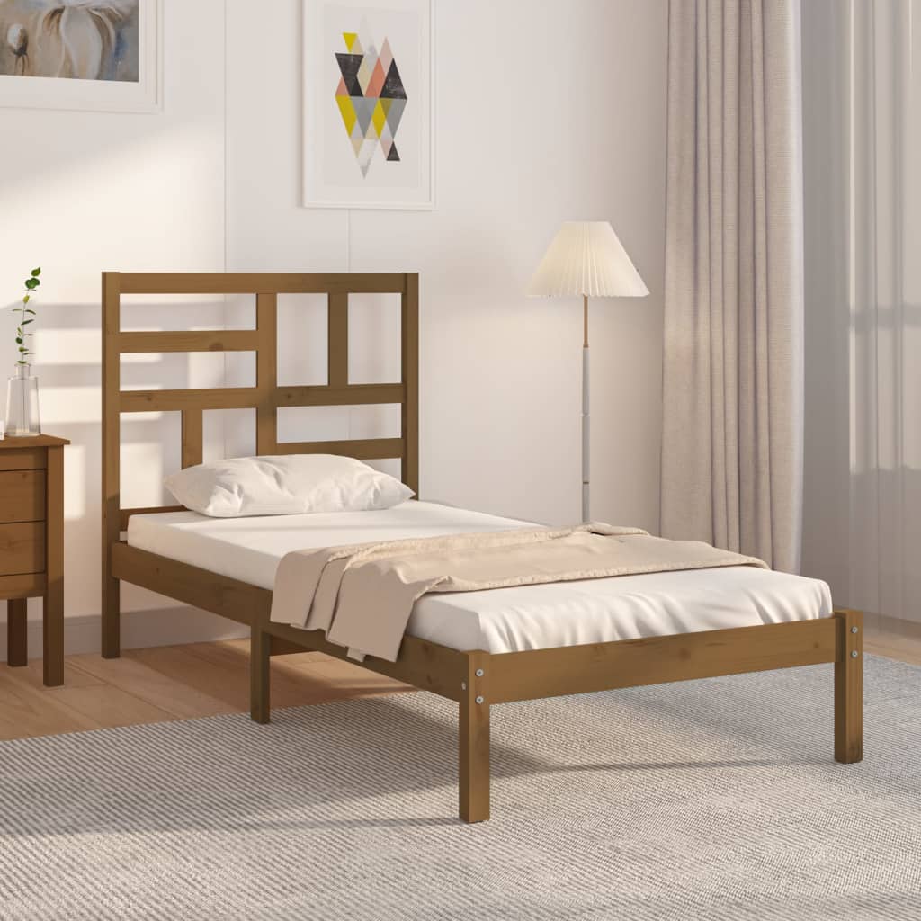 vidaXL mézbarna tömör fa ágykeret 90 x 190 cm (3FT Single)