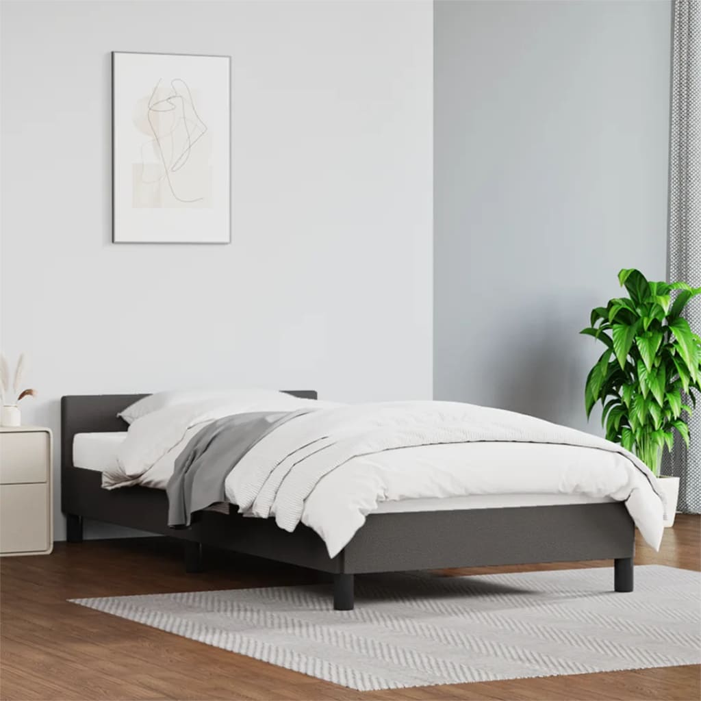 vidaXL szürke műbőr ágykeret fejtámlával 80 x 200 cm