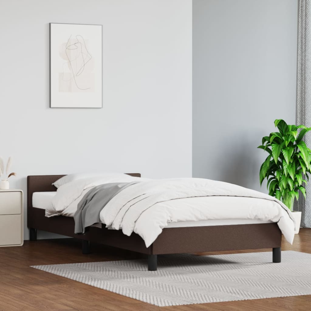 vidaXL barna műbőr ágykeret fejtámlával 90x190 cm