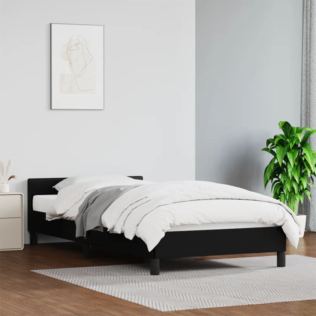 vidaXL fekete műbőr ágykeret fejtámlával 100x200 cm
