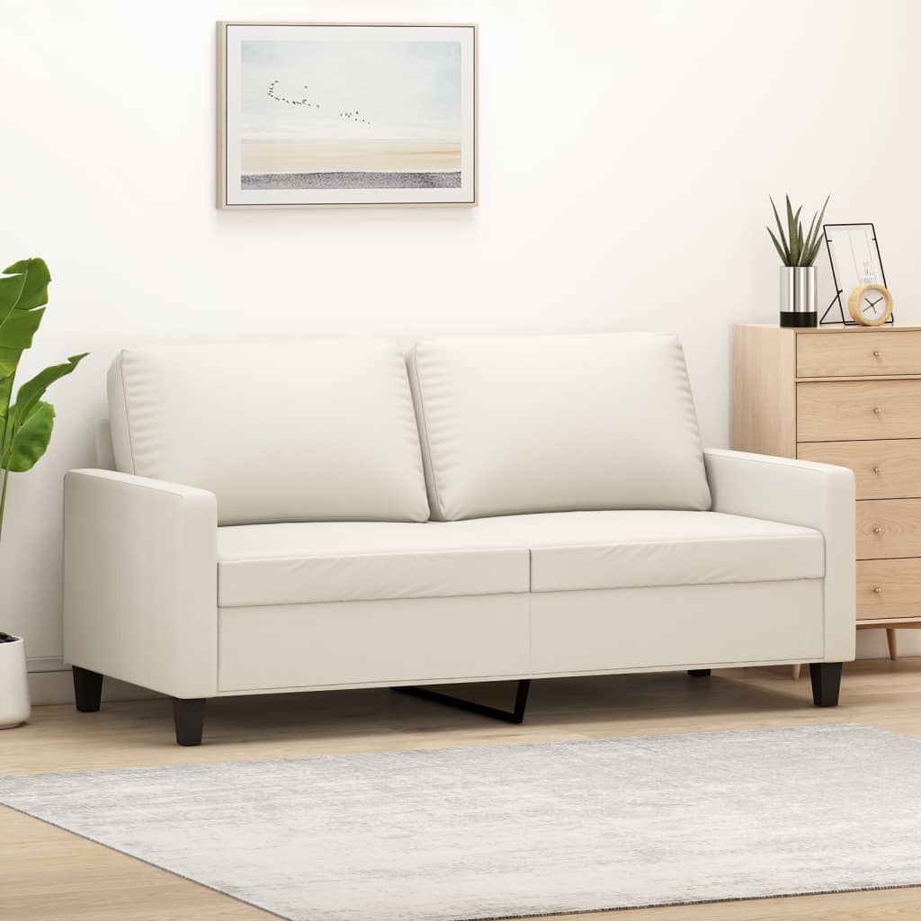 vidaXL 2 személyes krémszínű műbőr kanapé 140 cm