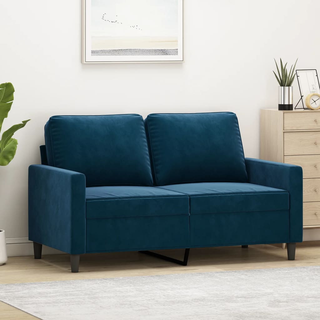 vidaXL kétszemélyes kék bársony kanapé 120 cm