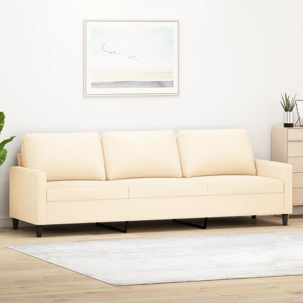 vidaXL 3 személyes krémszínű bársony kanapé 210 cm