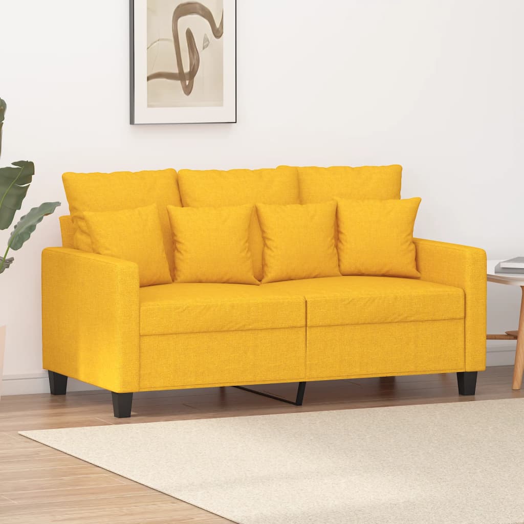 vidaXL kétszemélyes világossárga szövet kanapé 120 cm