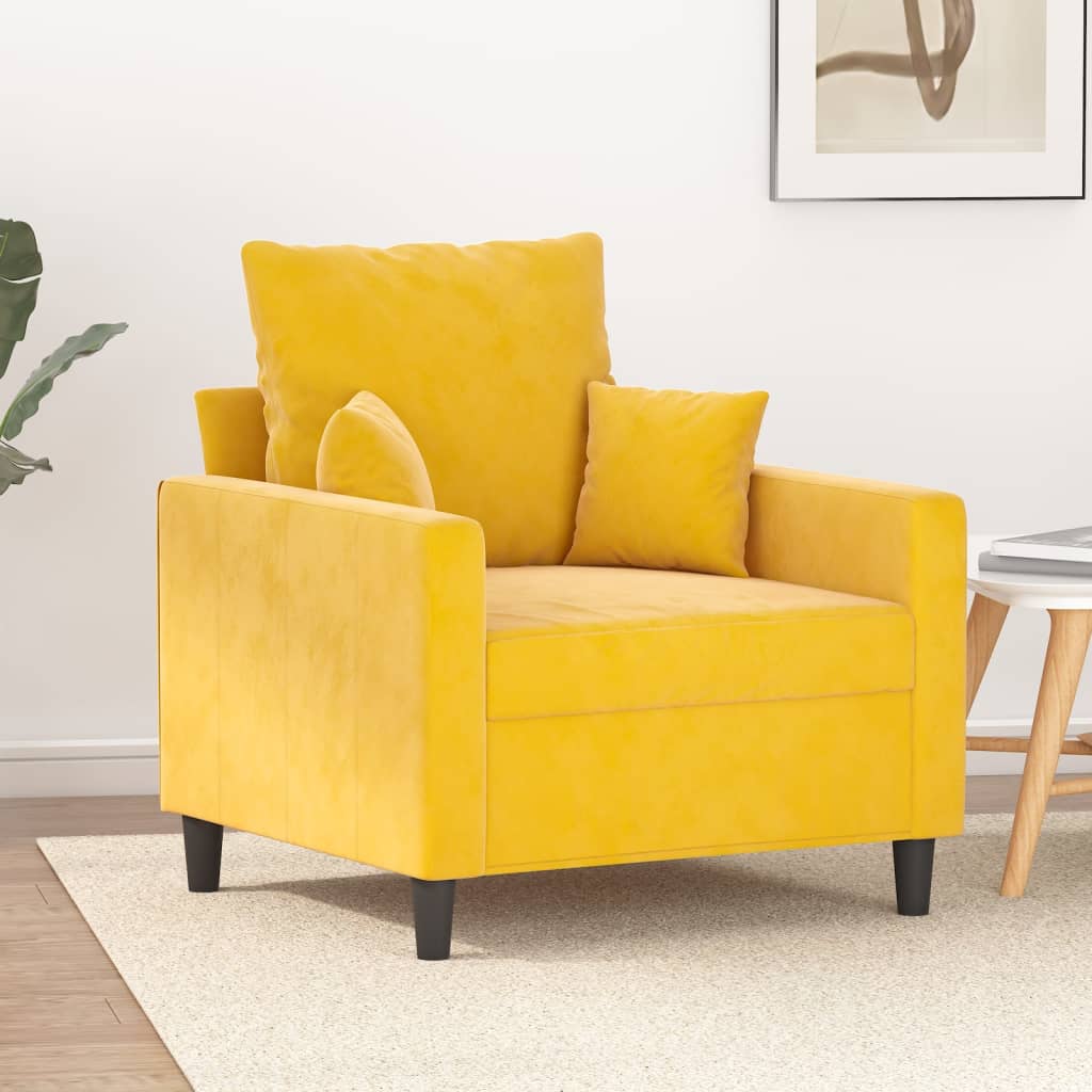 vidaXL sárga bársony kanapéfotel 60 cm