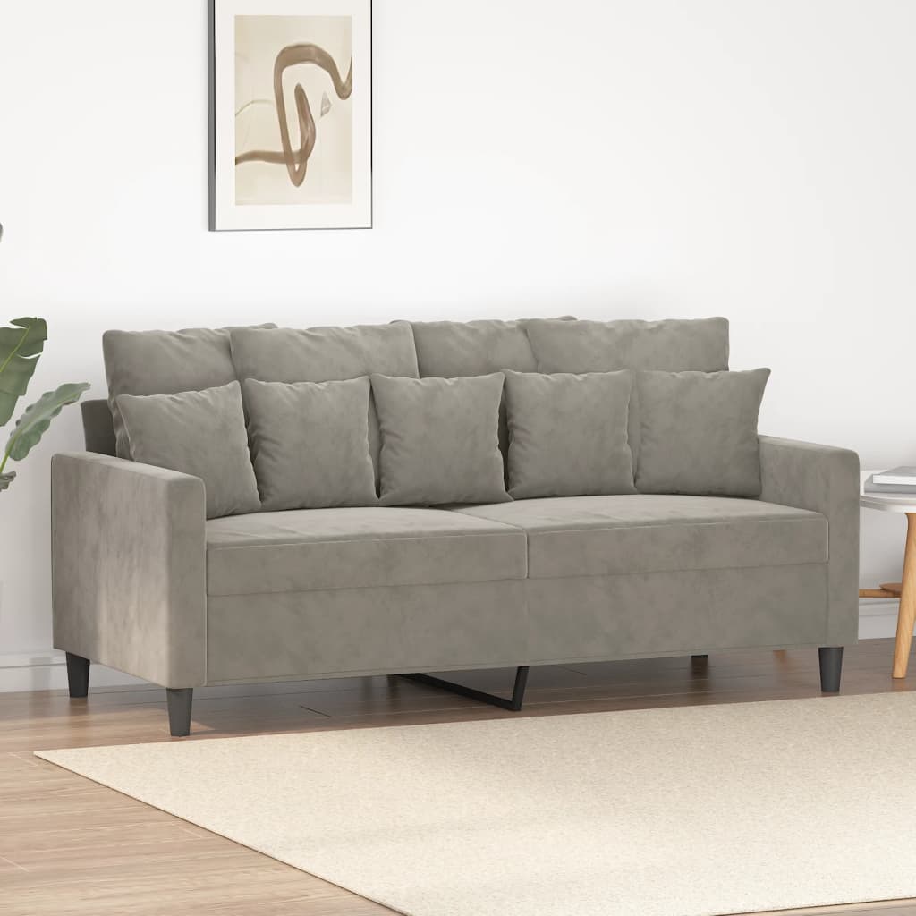 vidaXL kétszemélyes világosszürke bársony kanapé 140 cm
