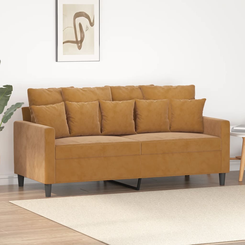 vidaXL kétszemélyes barna bársony kanapé 140 cm