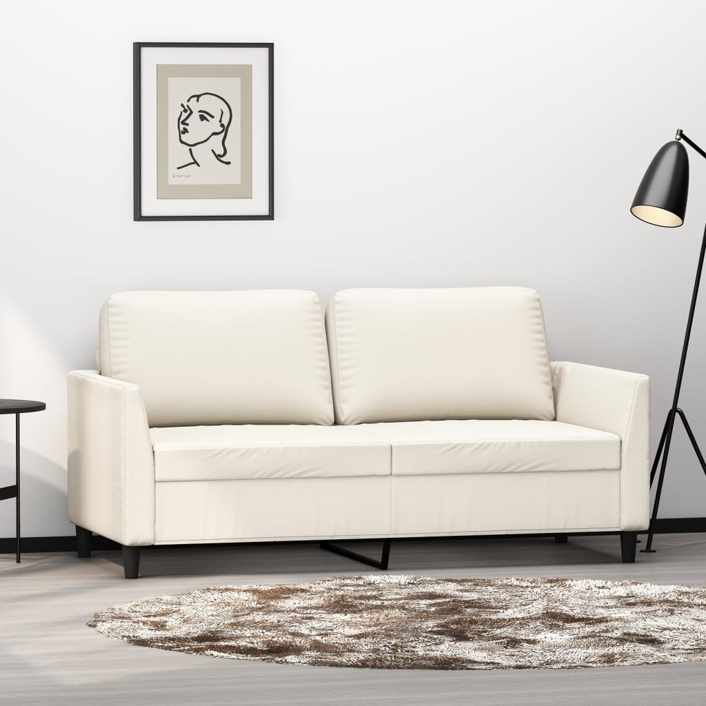 vidaXL 2 személyes krémszínű műbőr kanapé 140 cm