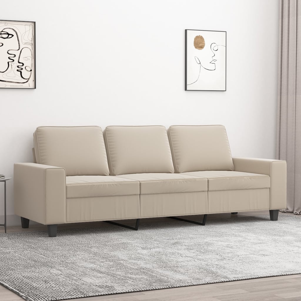 vidaXL 3 személyes krémszínű mikroszálas szövetkanapé 180 cm
