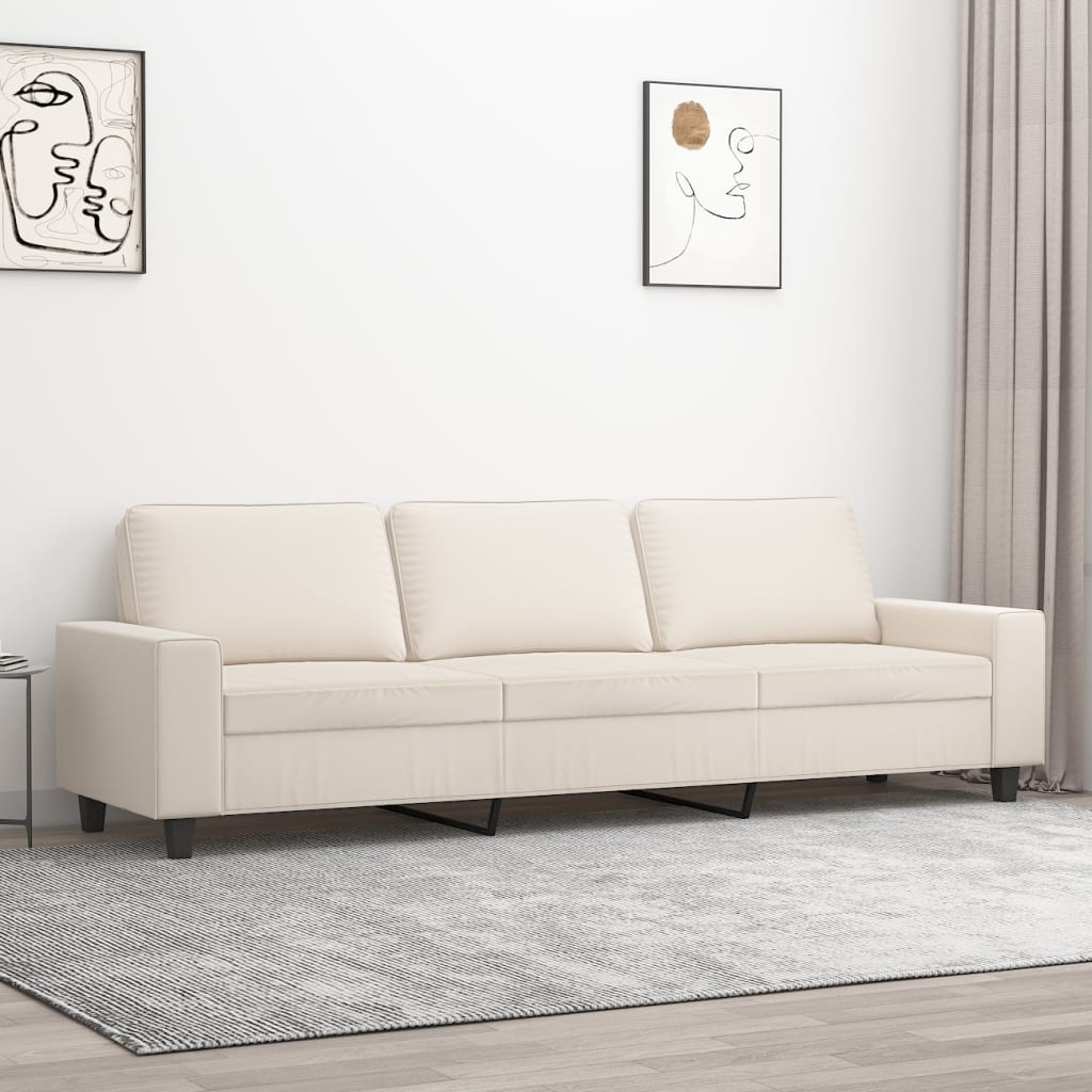 vidaXL 3 személyes bézs mikroszálas szövetkanapé 210 cm