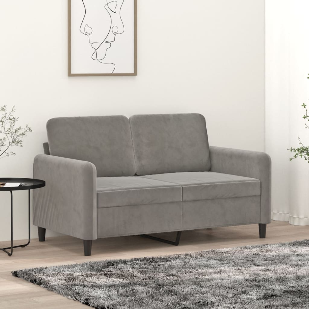 vidaXL kétszemélyes világosszürke bársony kanapé 120 cm