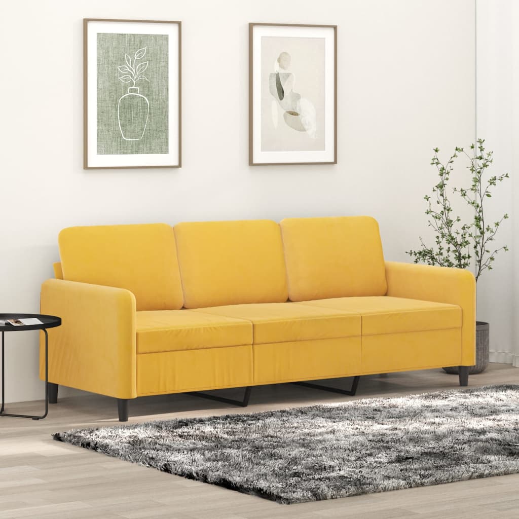 vidaXL 3 személyes sárga bársony kanapé 180 cm