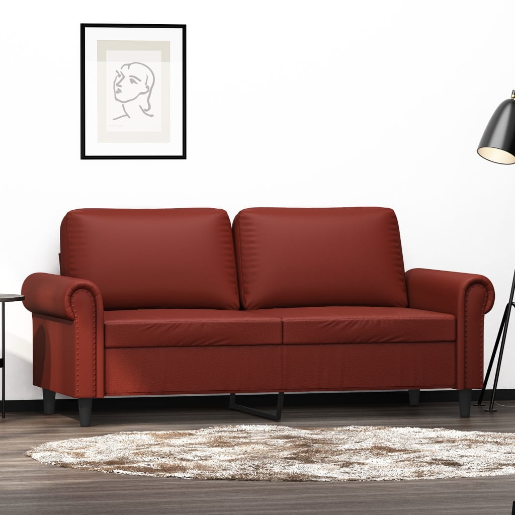 vidaXL 2 személyes bordó színű műbőr kanapé 140 cm