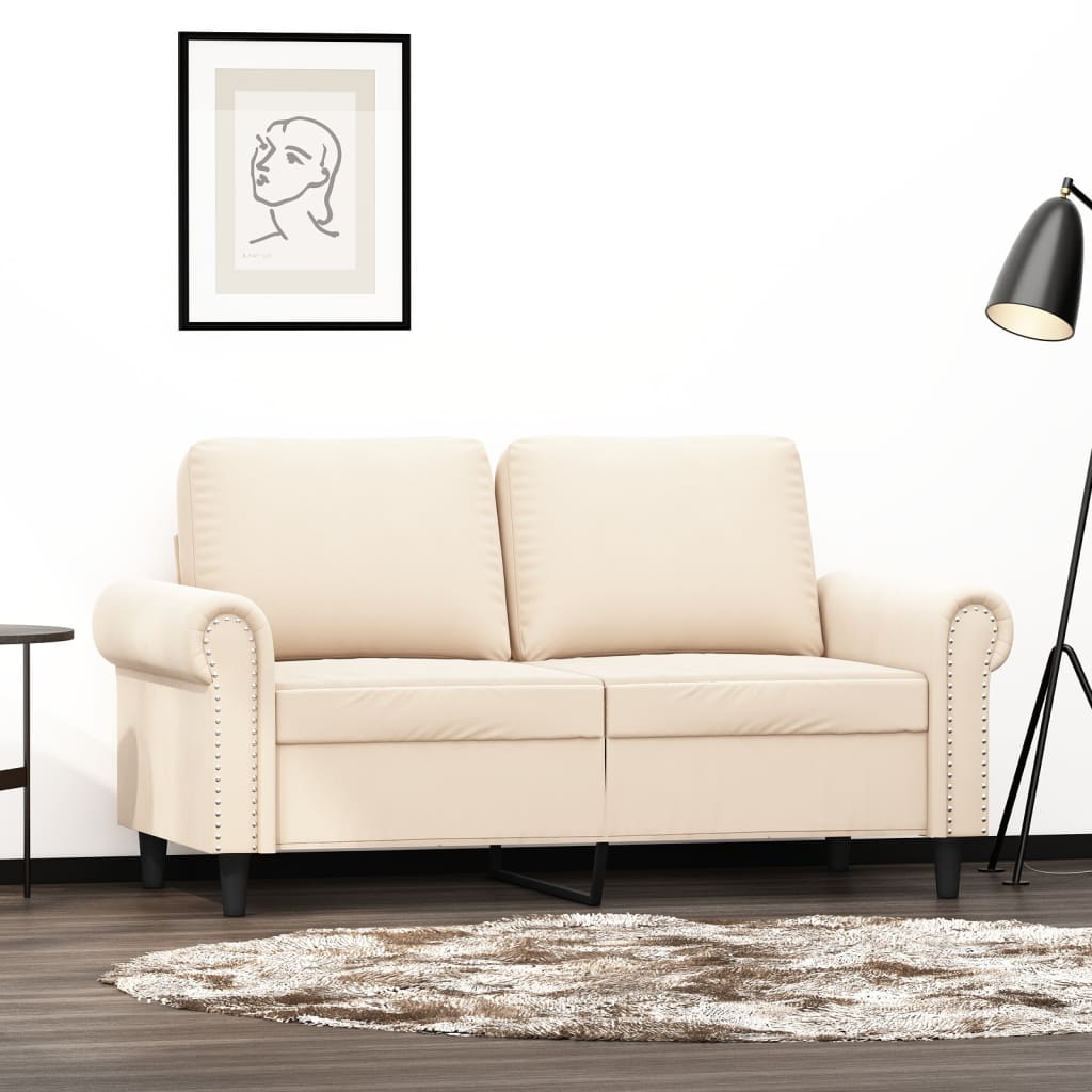 vidaXL kétszemélyes krémszínű bársony kanapé 120 cm