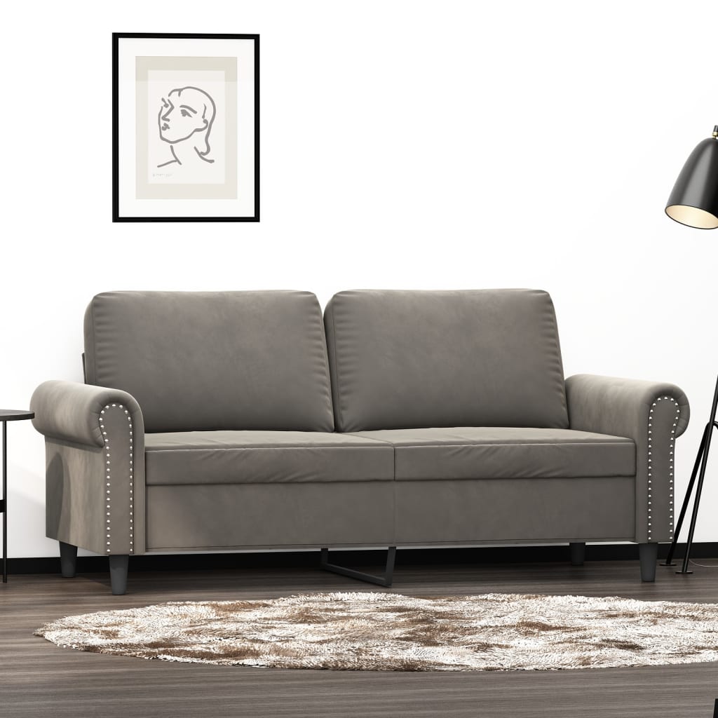 vidaXL kétszemélyes világosszürke bársony kanapé 140 cm