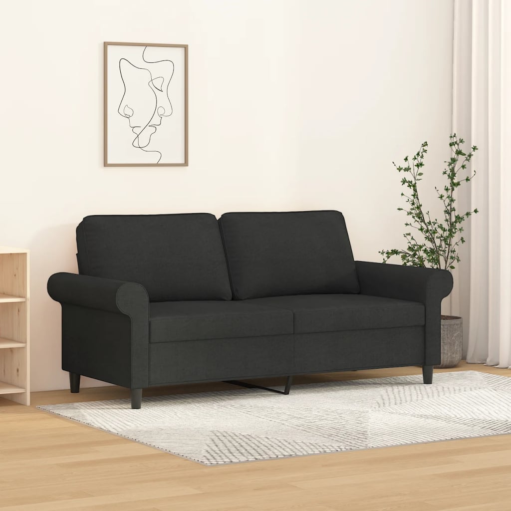 vidaXL kétszemélyes fekete szövetkanapé 140 cm