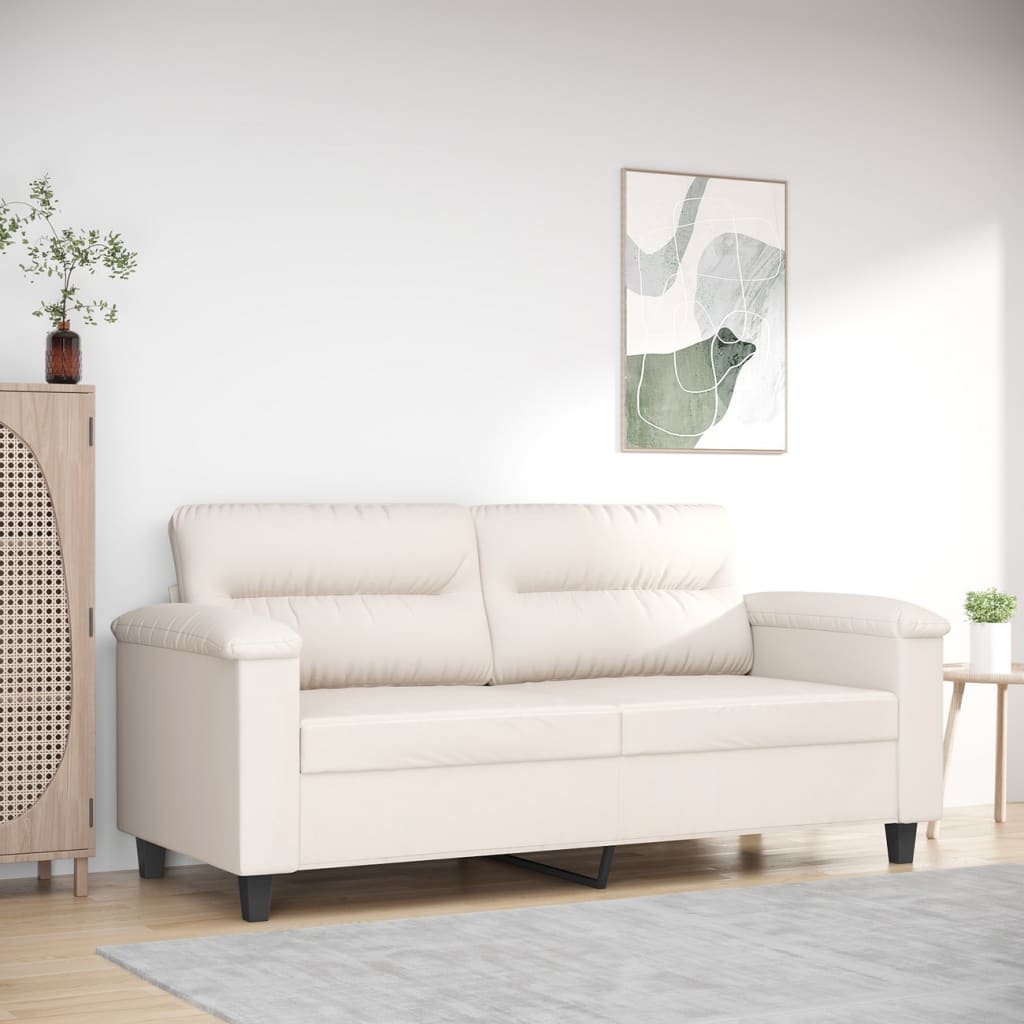 vidaXL kétszemélyes bézs mikroszálas szövetkanapé 140 cm