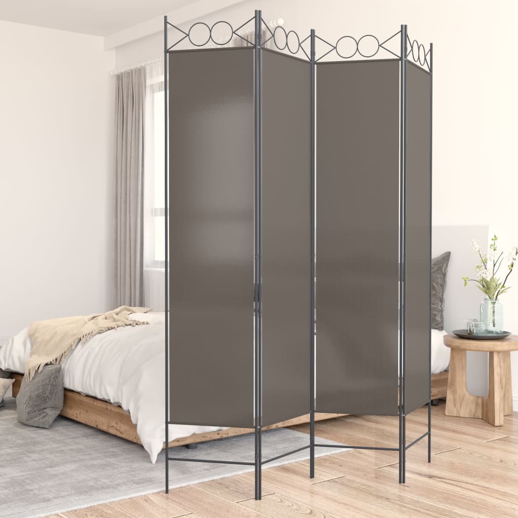 vidaXL 4 paneles antracitszürke szövet térelválasztó 160x220 cm