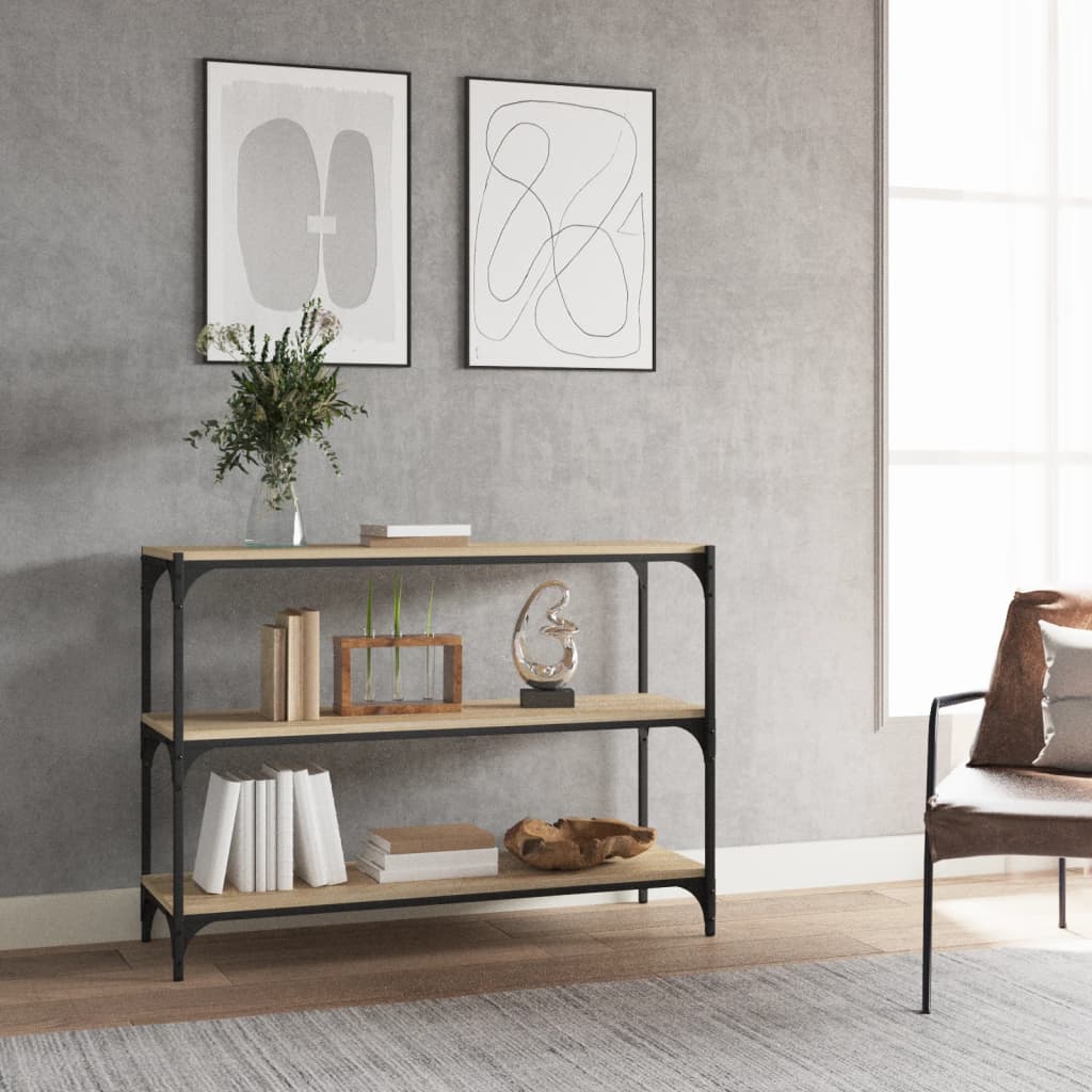 vidaXL sonoma-tölgyszínű fa és acél könyvszekrény 100 x 33 x 70,5 cm
