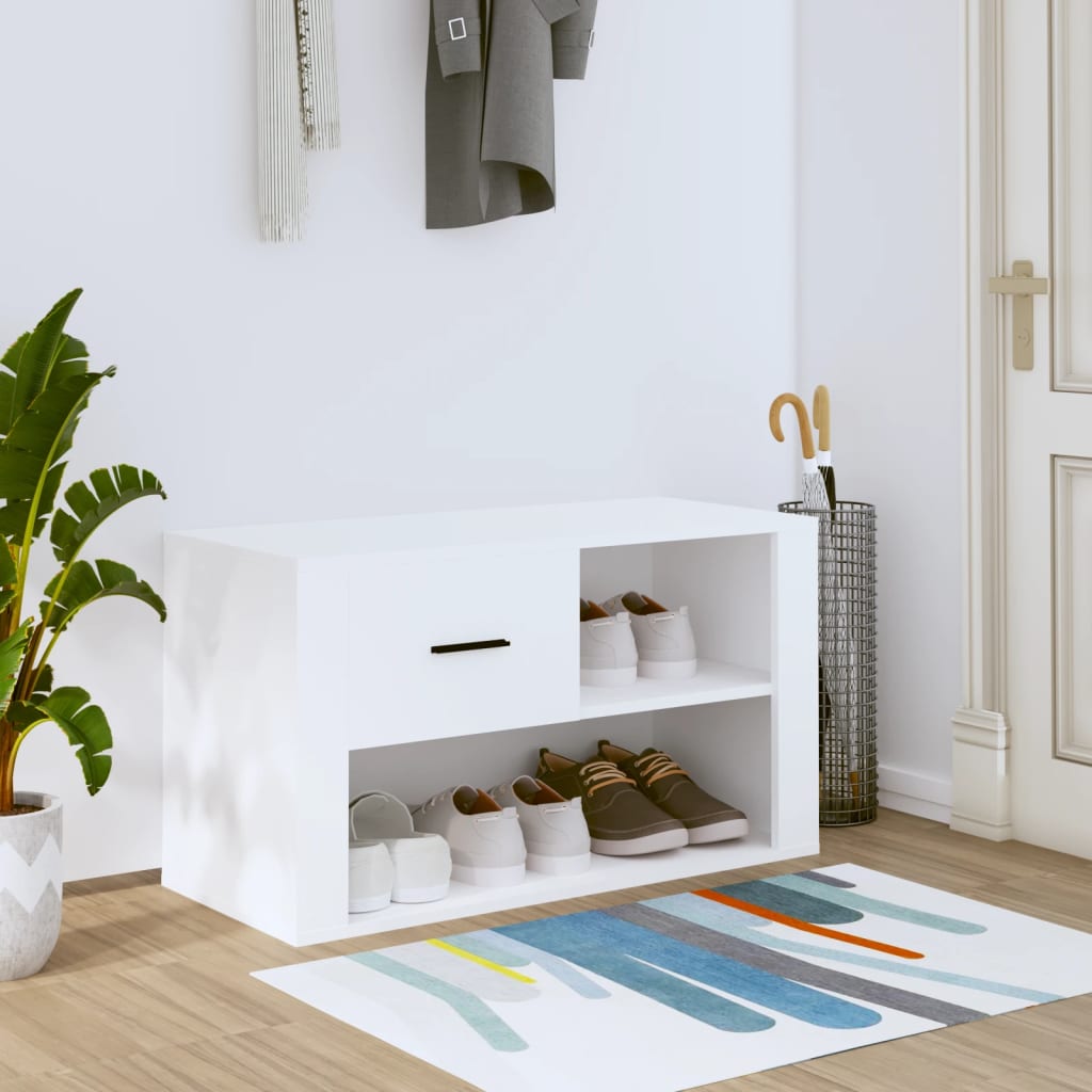 vidaXL fehér szerelt fa cipősszekrény 80x35x45 cm