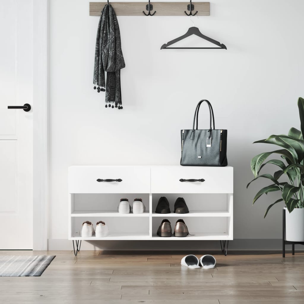 vidaXL fehér műfa cipőpolc 102x35x55 cm