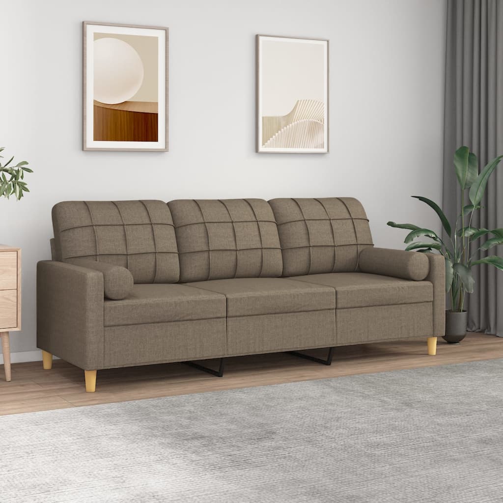vidaXL 3 személyes tópszínű szövetkanapé párnákkal 180 cm