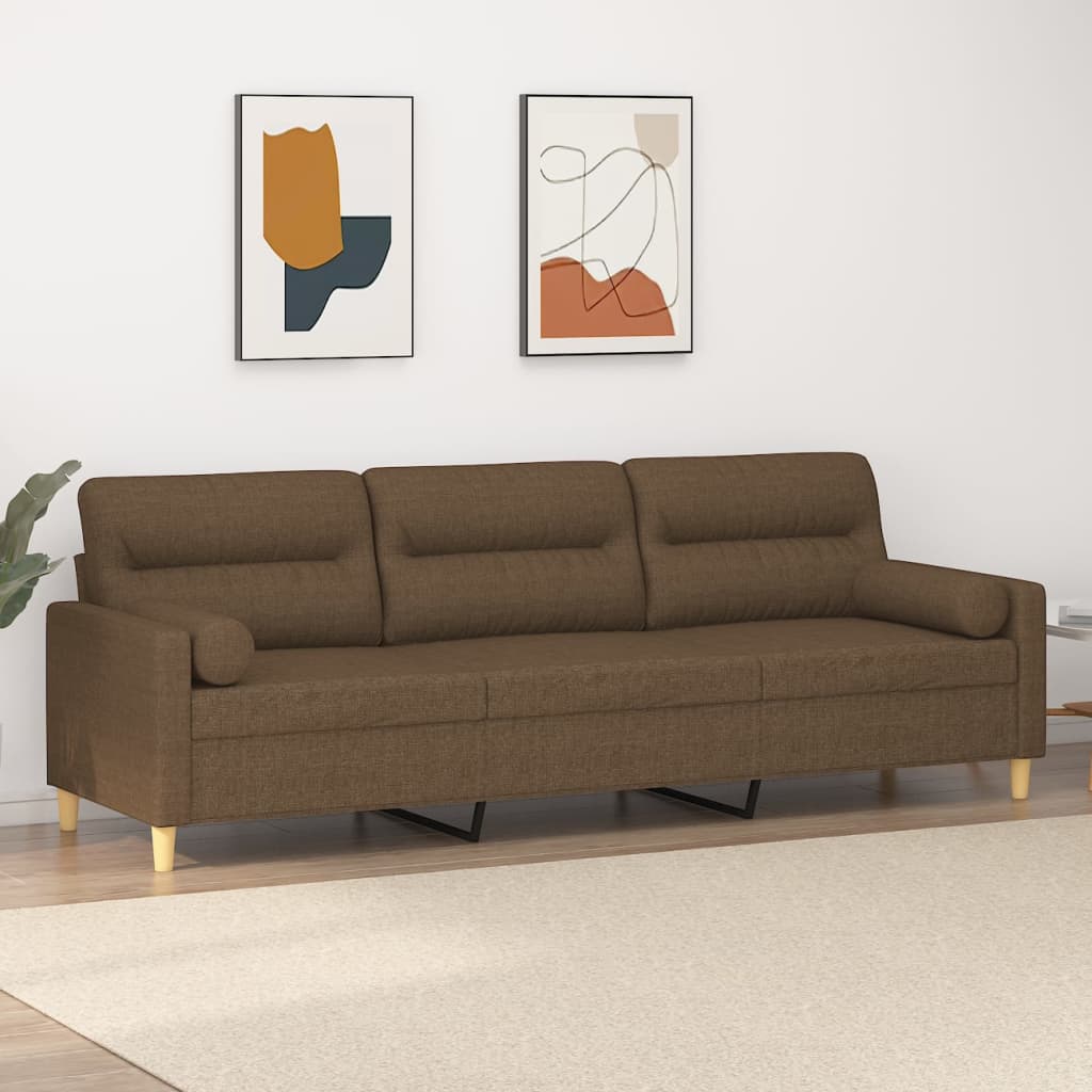 vidaXL 3 személyes barna szövetkanapé párnákkal 210 cm