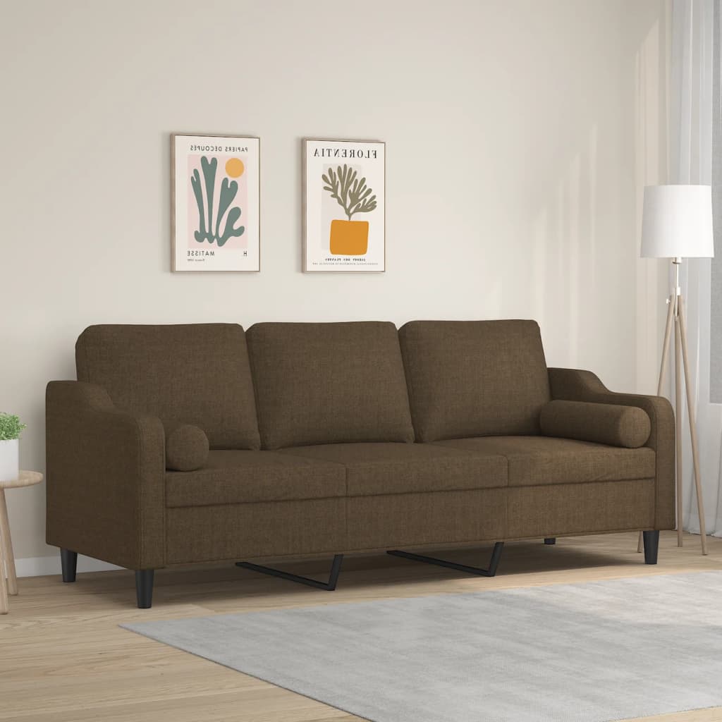 vidaXL 3 személyes barna szövetkanapé párnákkal 210 cm