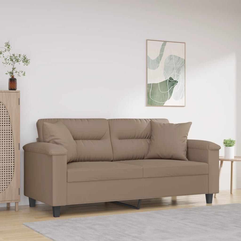 vidaXL 2 személyes tópszínű mikroszálas szövet kanapé párnákkal 140 cm