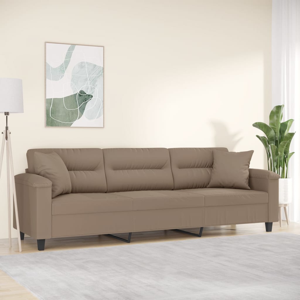 vidaXL 3 személyes tópszínű mikroszálas szövet kanapé párnákkal 210 cm