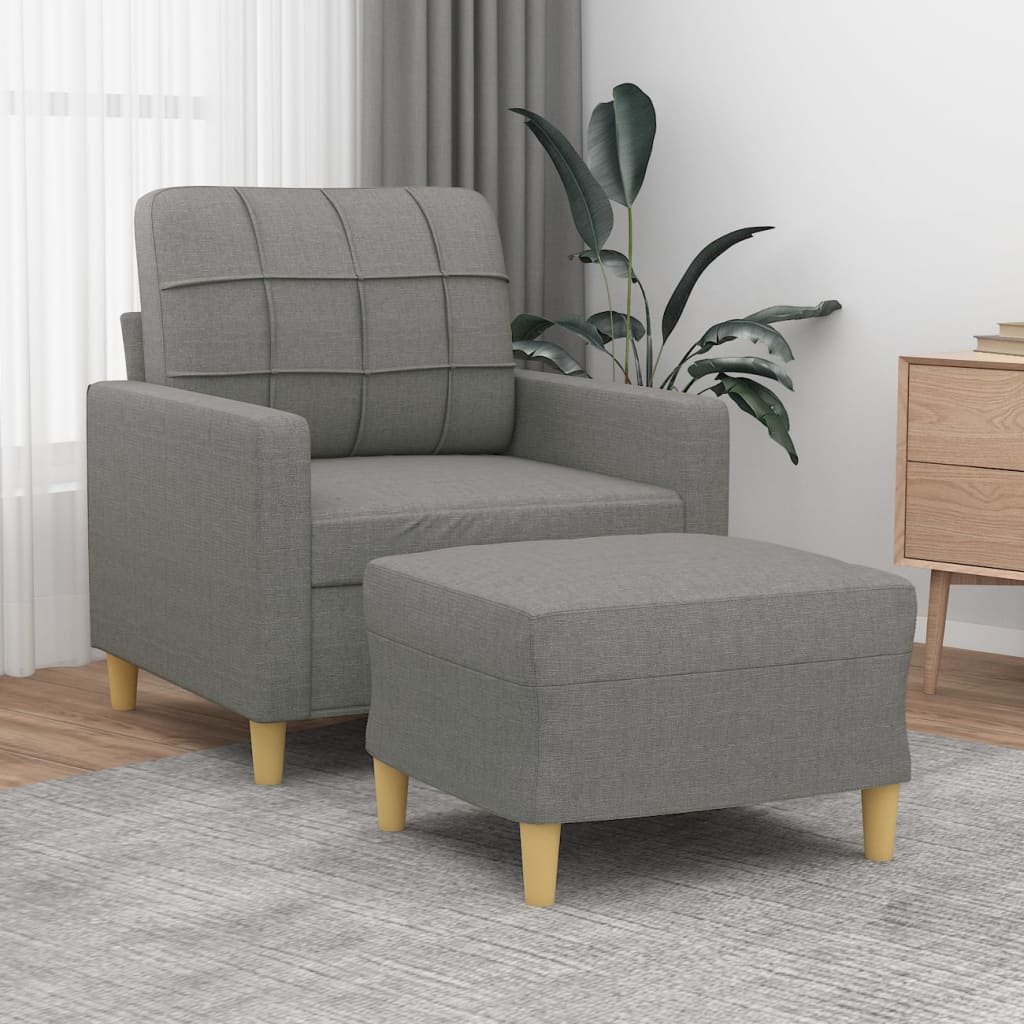 vidaXL sötétszürke szövet kanapéfotel lábtartóval 60 cm