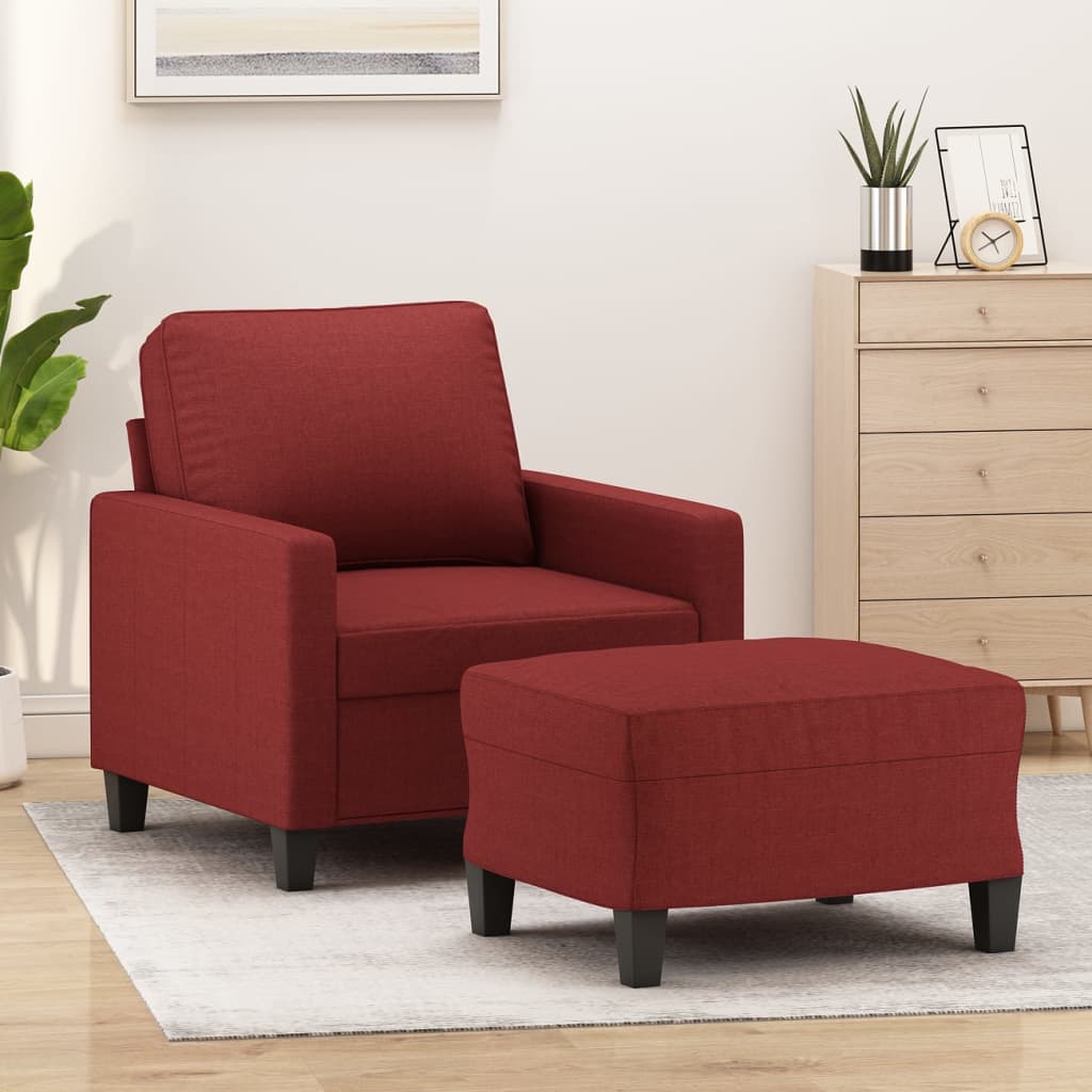 vidaXL bordó szövet kanapéfotel lábtartóval 60 cm