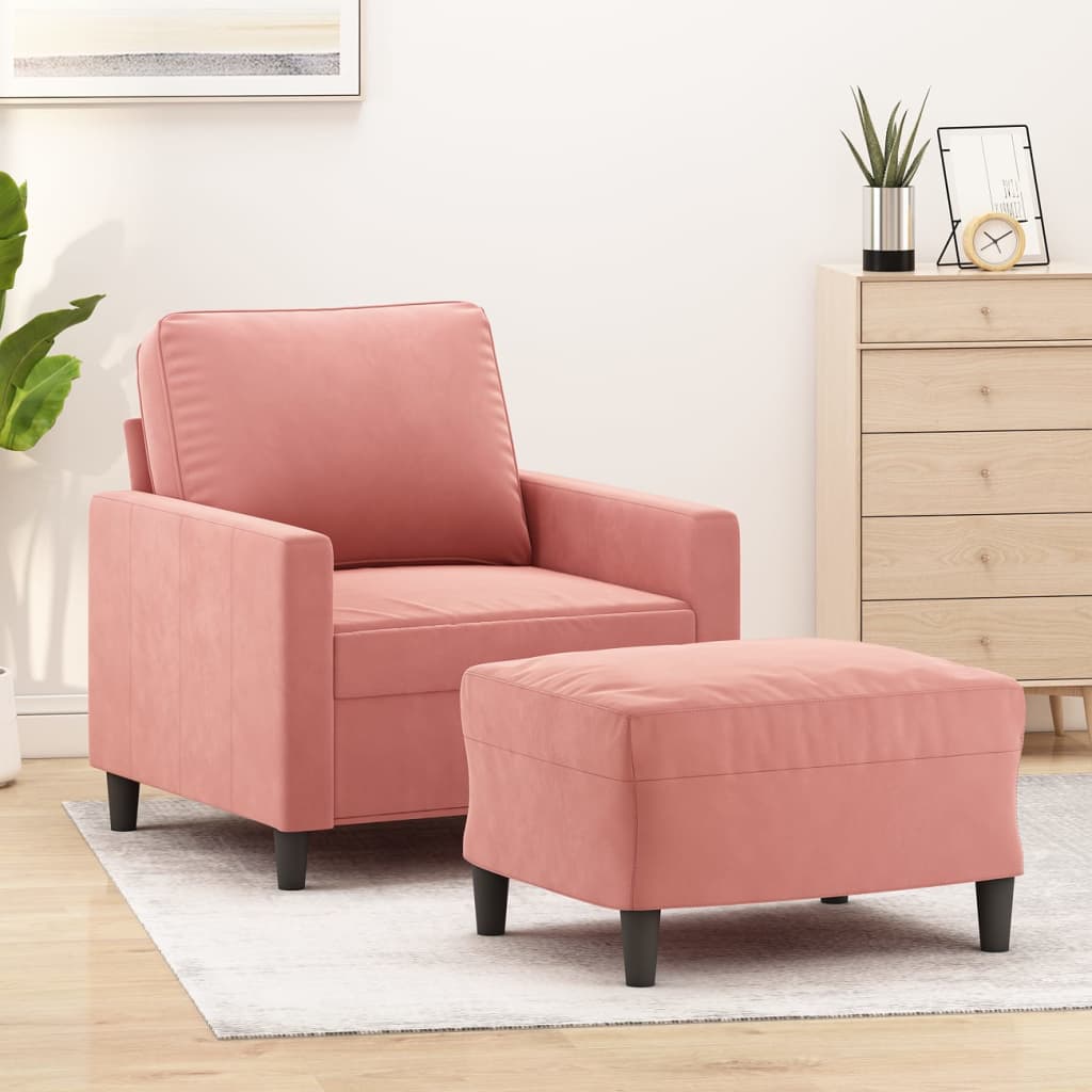 vidaXL rózsaszín bársony kanapéfotel lábtartóval 60 cm