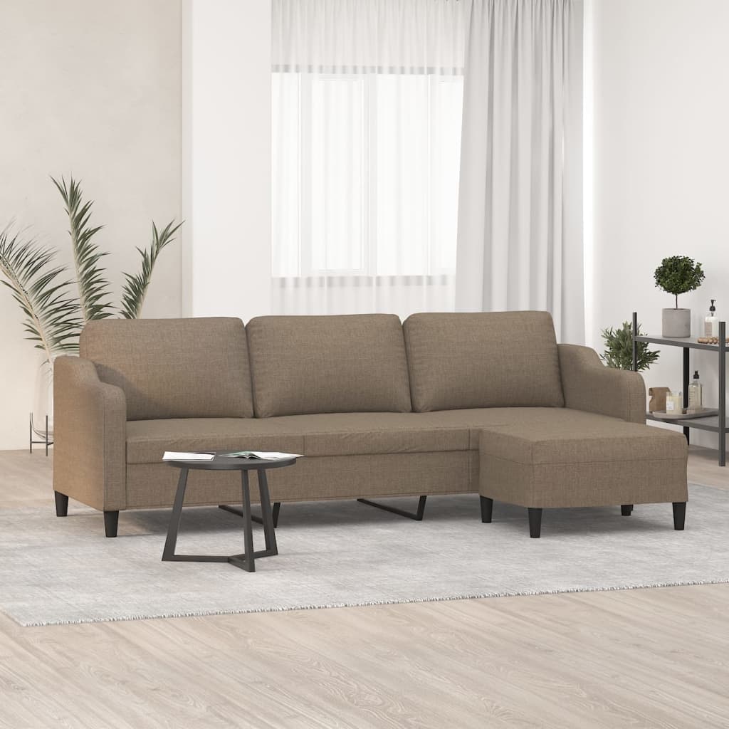 vidaXL 3 személyes tópszínű szövet kanapé lábtartóval 210 cm