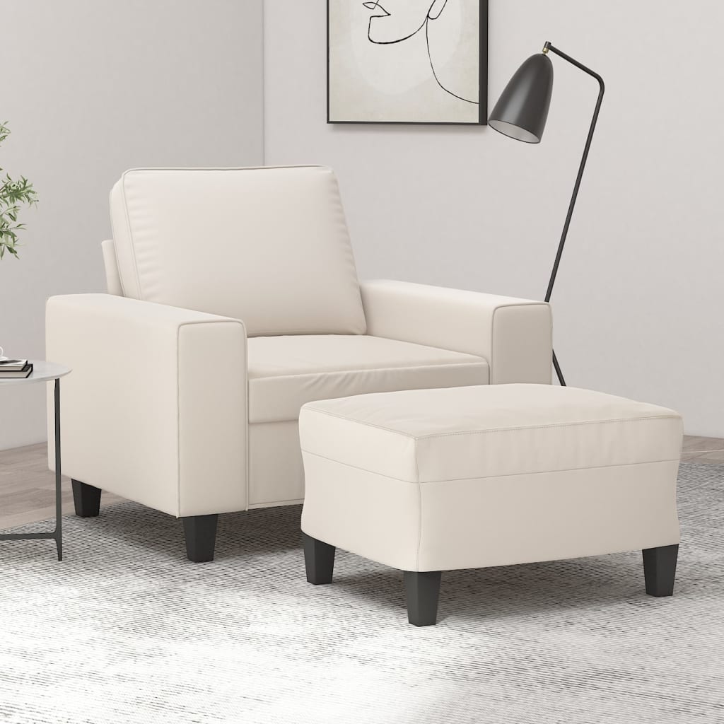 vidaXL bézs mikroszálas szövet kanapéfotel lábtartóval 60 cm