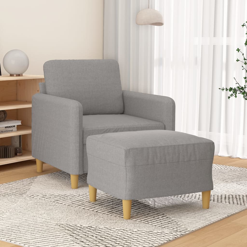 vidaXL világosszürke szövet kanapéfotel lábtartóval 60 cm