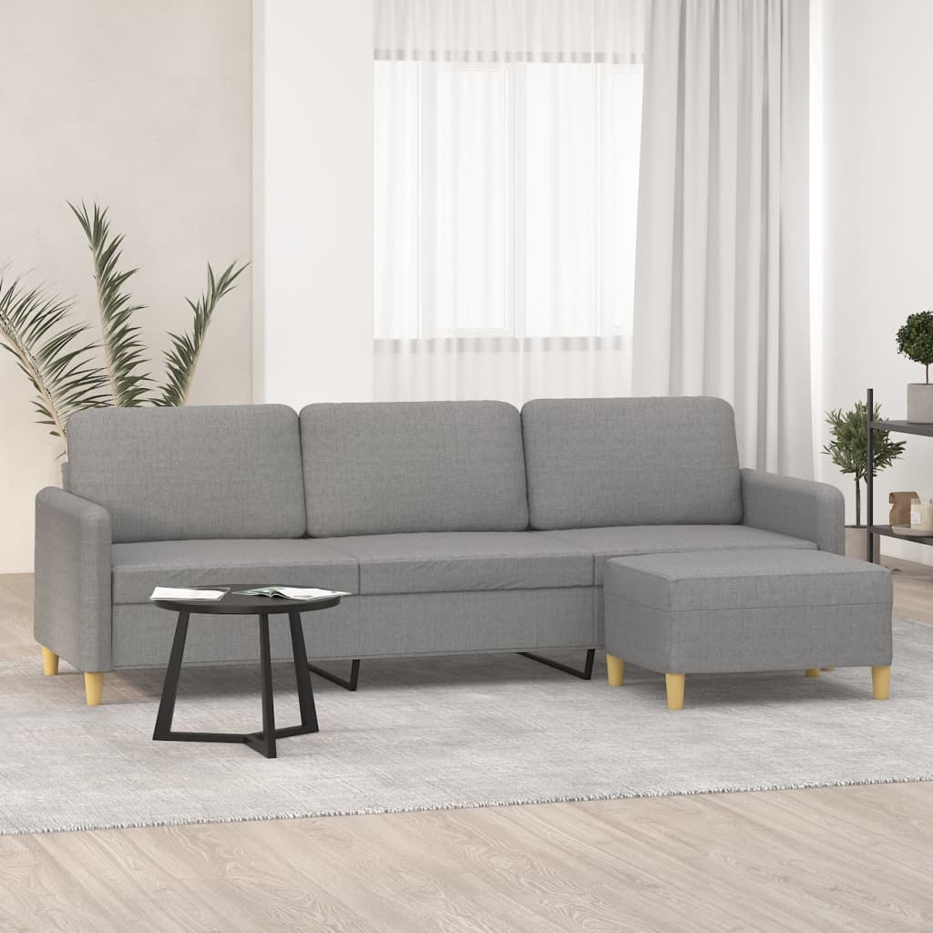 vidaXL 3 személyes világosszürke szövet kanapé lábtartóval 210 cm