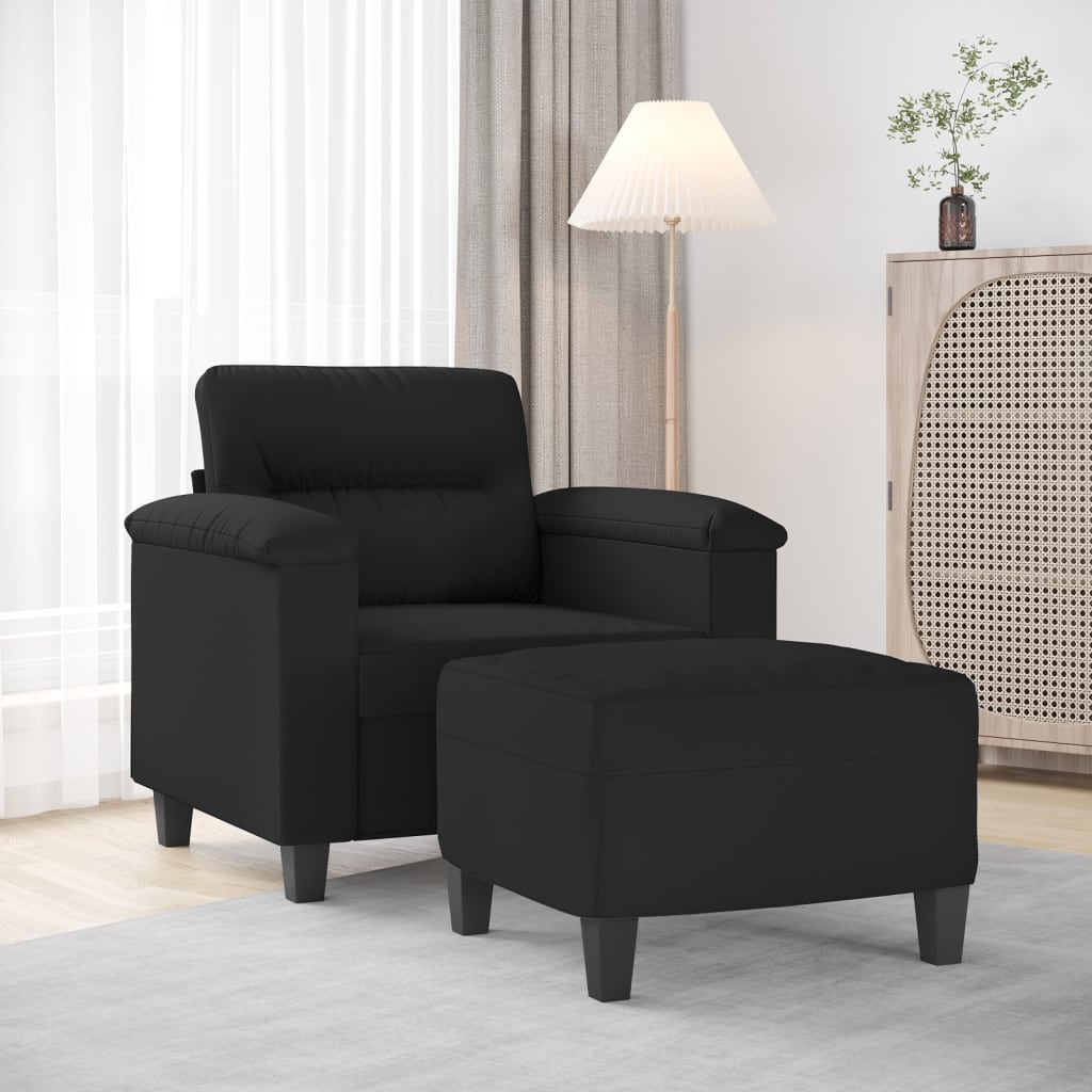 vidaXL fekete mikroszálas szövet kanapéfotel lábtartóval 60 cm