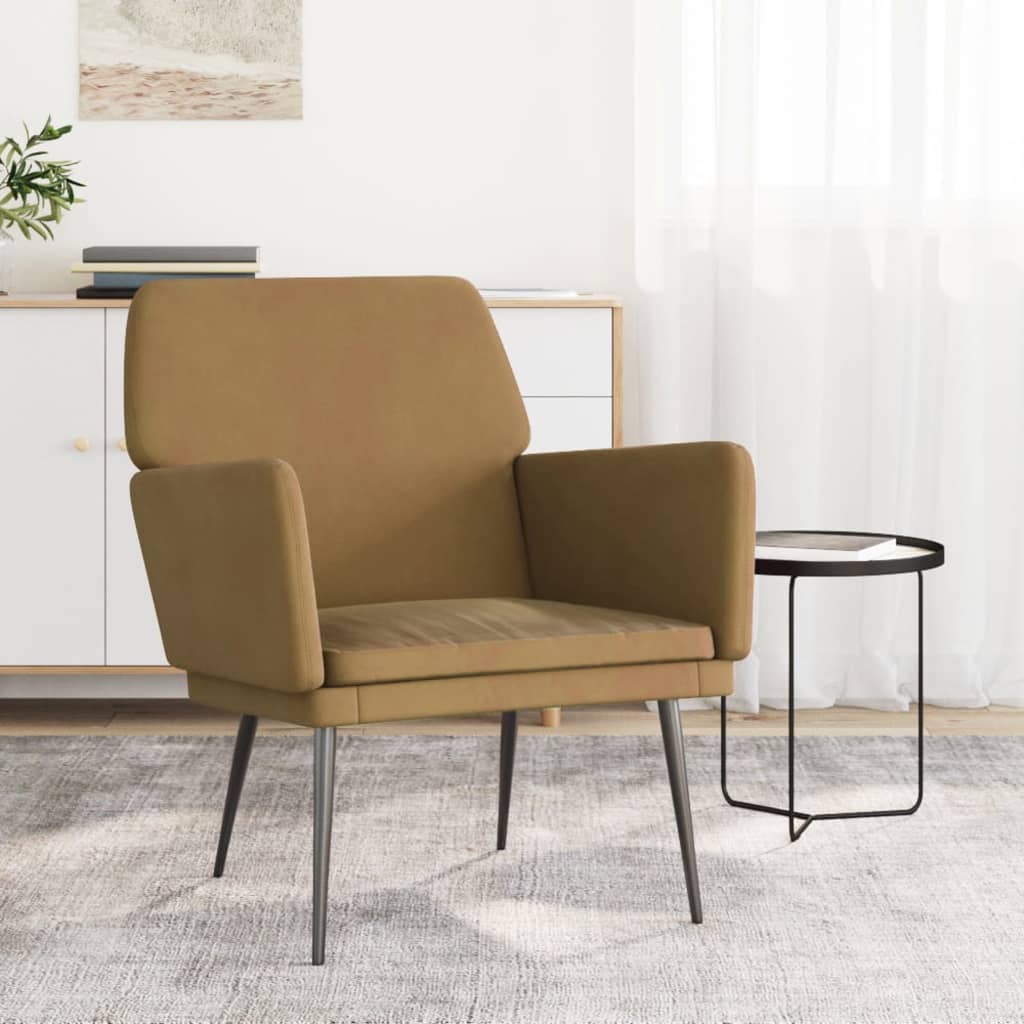 vidaXL barna bársonyfotel 62x79x79 cm