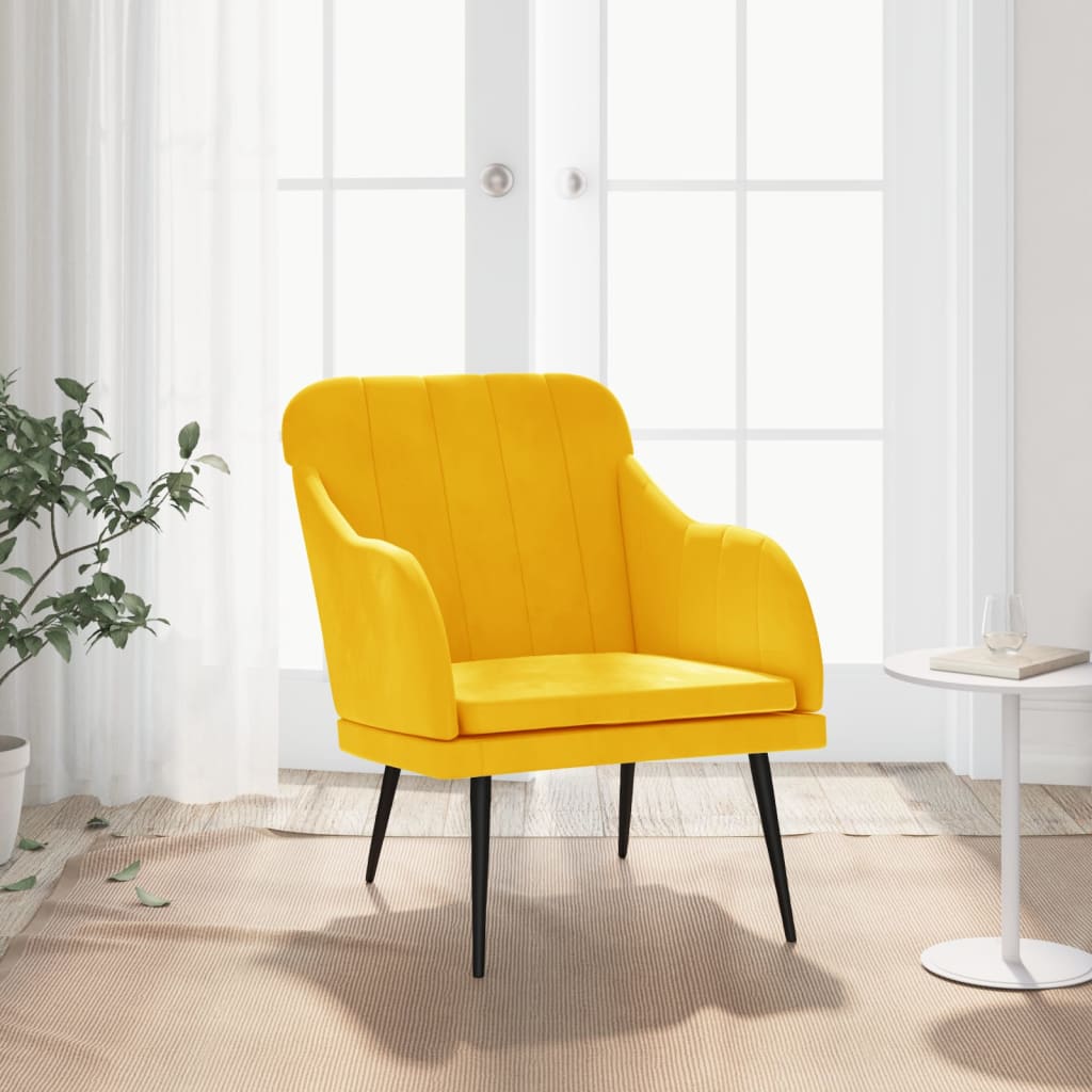 vidaXL sárga bársonyfotel 63 x 76 x 80 cm