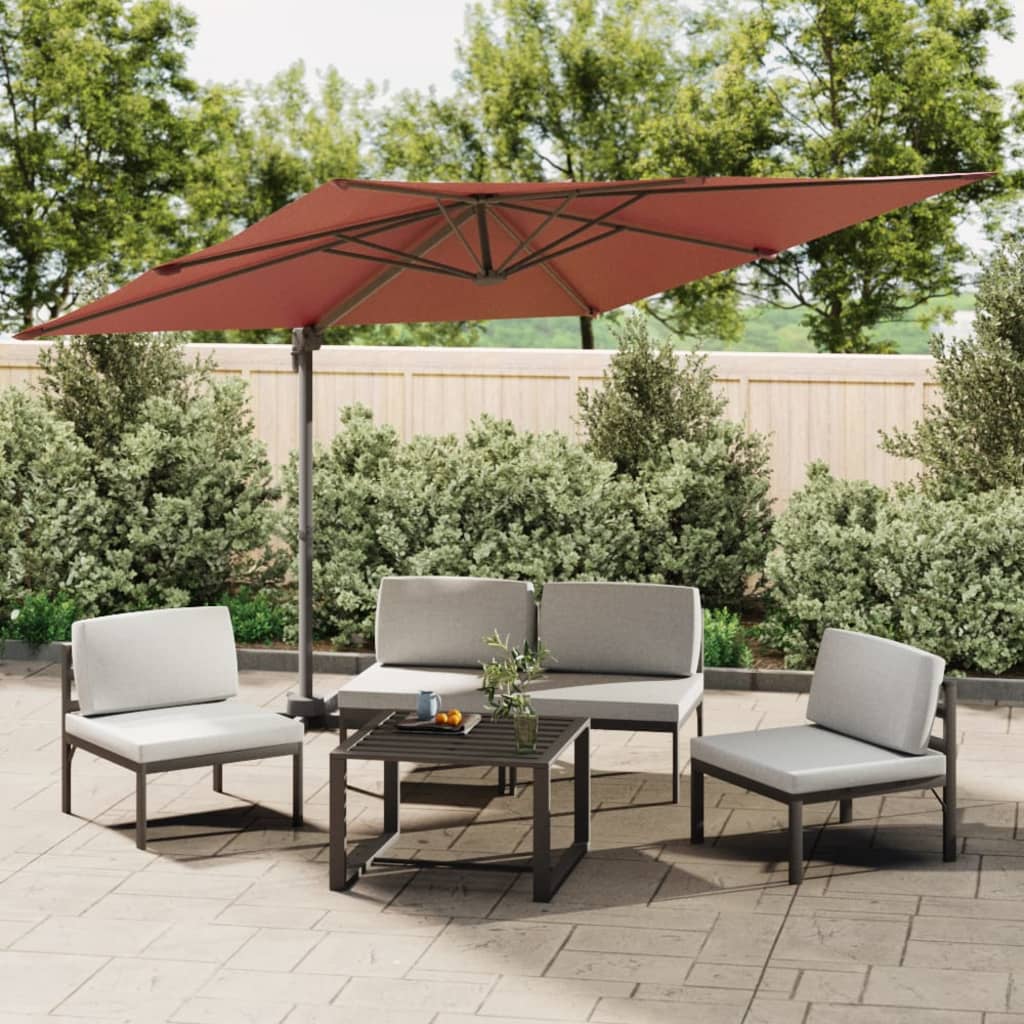 vidaXL terrakotta konzolos napernyő LED-del 400x300 cm